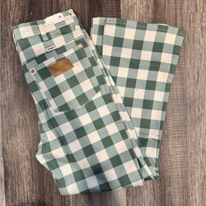 Wrangler Green and White Checkered Pants